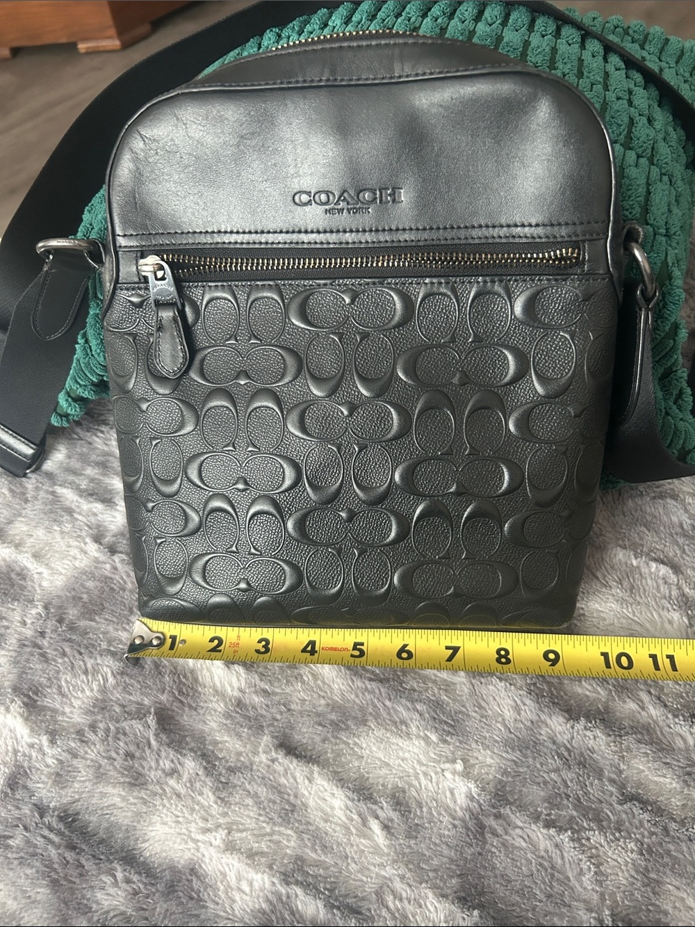 Coach Black Embossed Signature Leather Crossbody